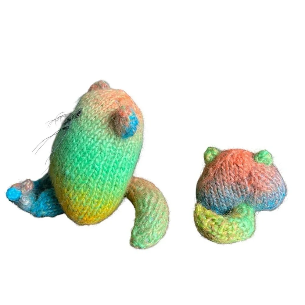 Handmade Cats‎ Rainbow Kitty Gift for Cat Lovers Stuffed Animals Knitted Toys
